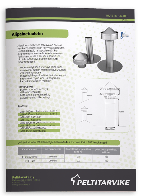 Peltitarvike-Alipainetuuletin