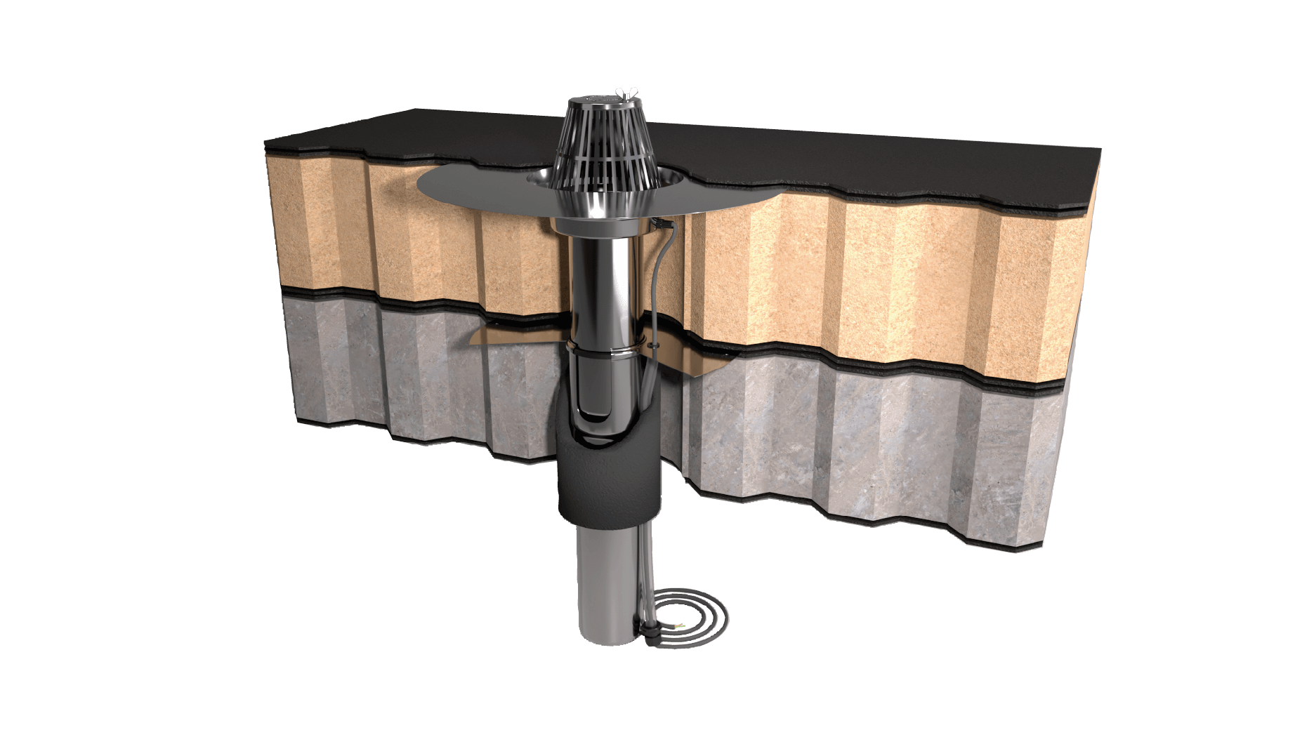Vapor barrier roof drain and roof drain A