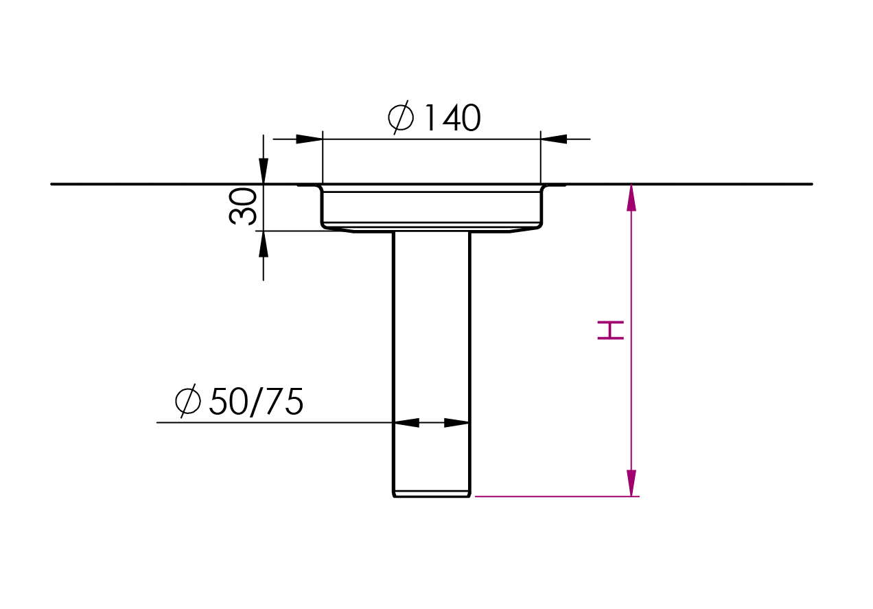 Balcony drain PK dimensions