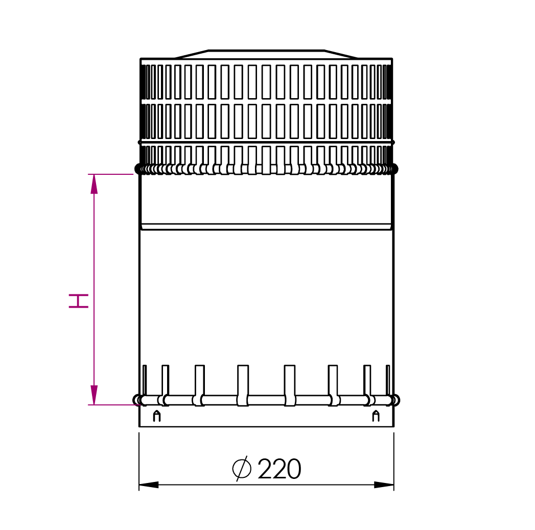 Screen structure for inverted roof dimensions