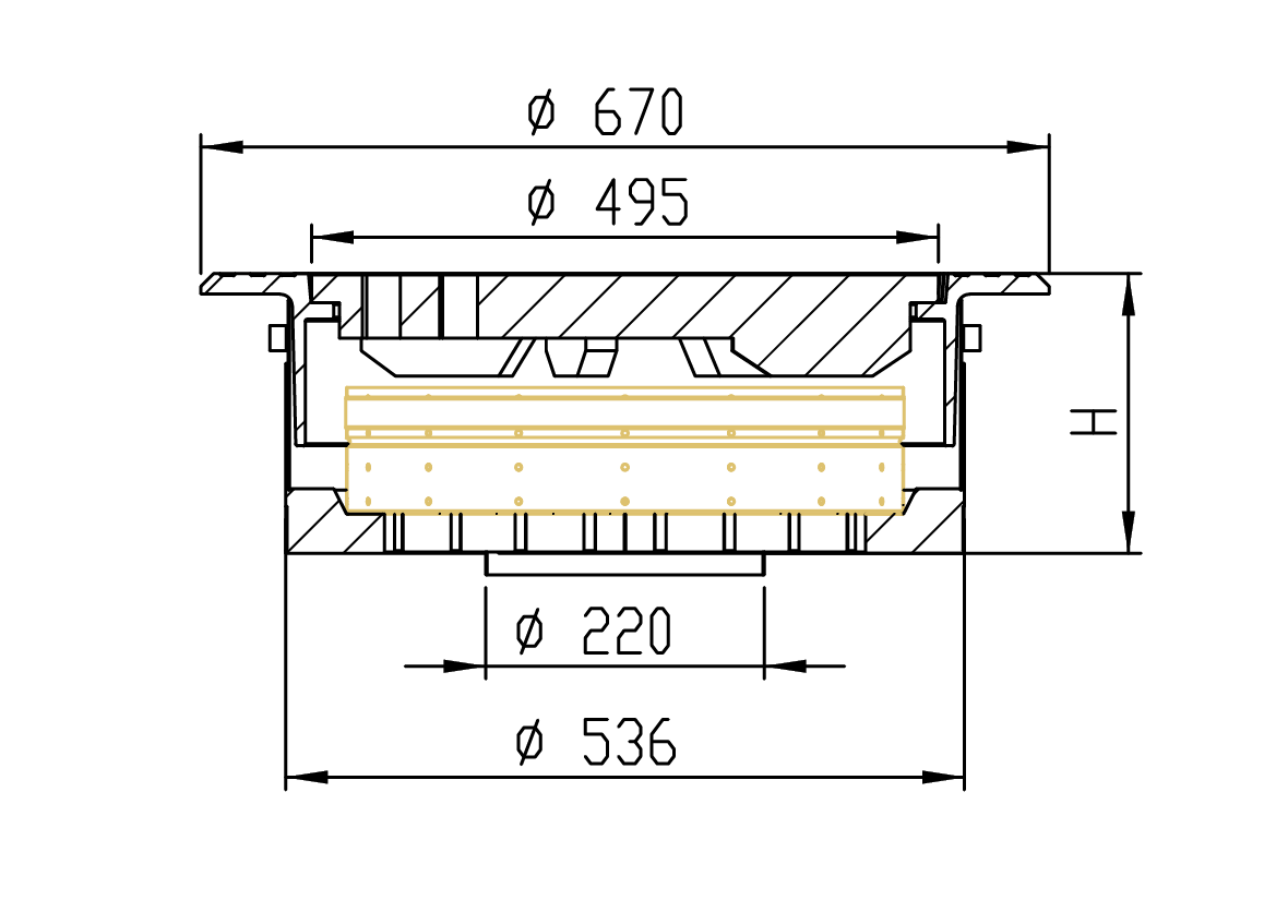 Screen structure for traffic deck 500/670 dimensions